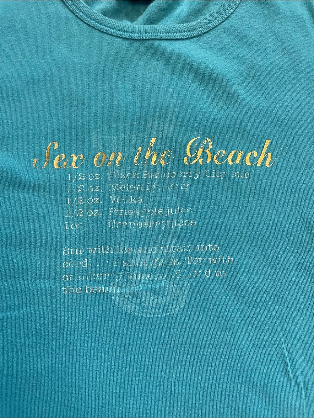 Y2K S*x on the Beach Recipe Graphic Blue T-Shirt - Picture 3 of 12
